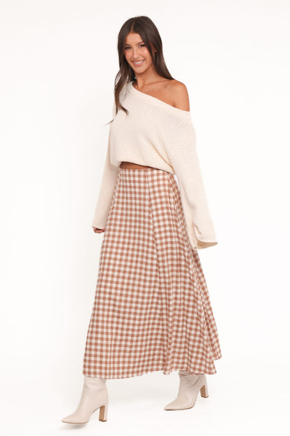 Alexander Maxi Skirt - Tan Gingham