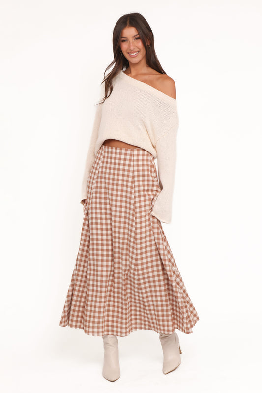 Alexander Maxi Skirt - Tan Gingham