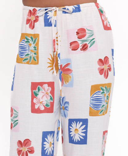 Amicia Wide Leg Pant - Tulip Stamp