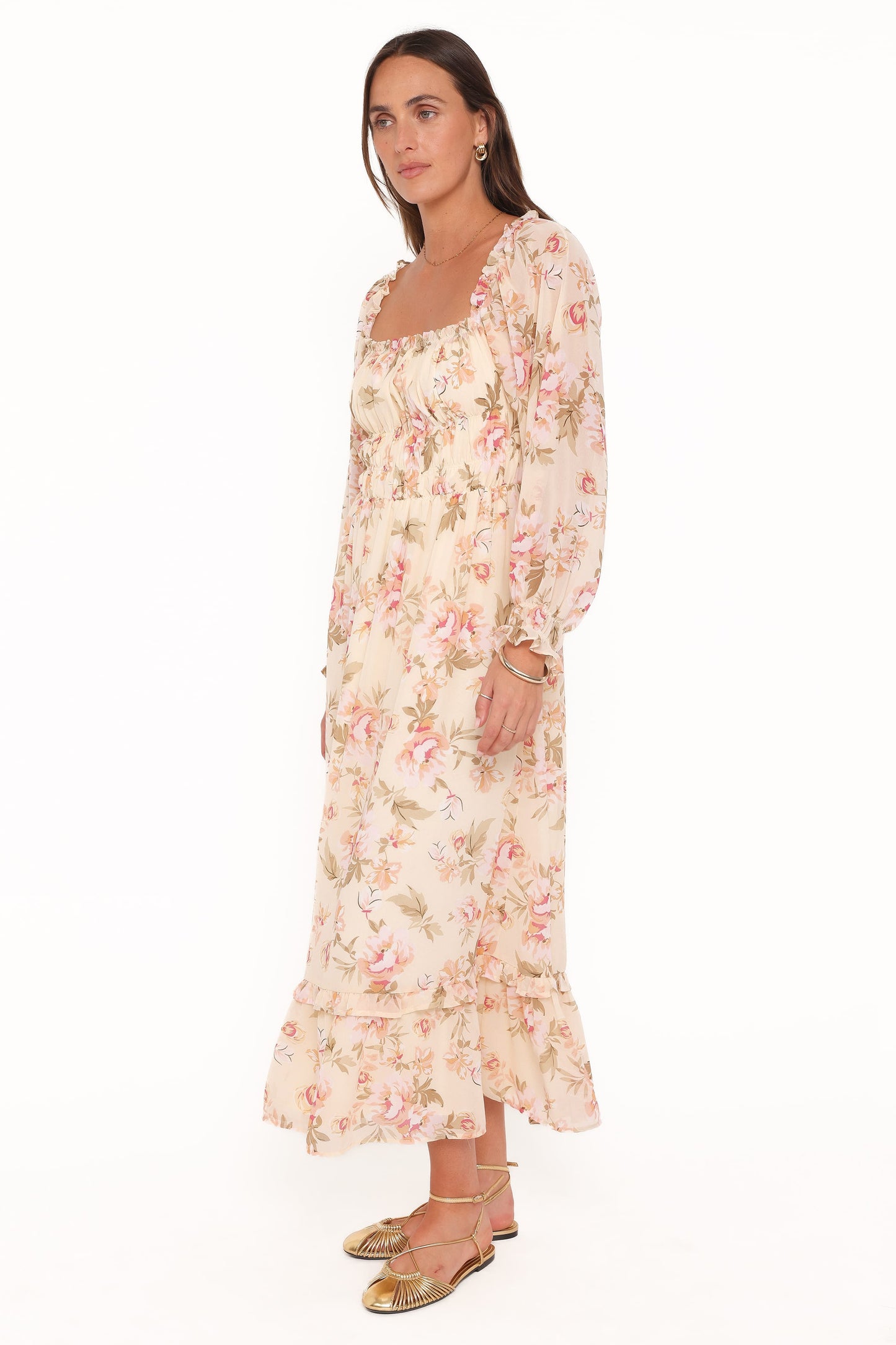 Aine Midi Dress - Cream Floral