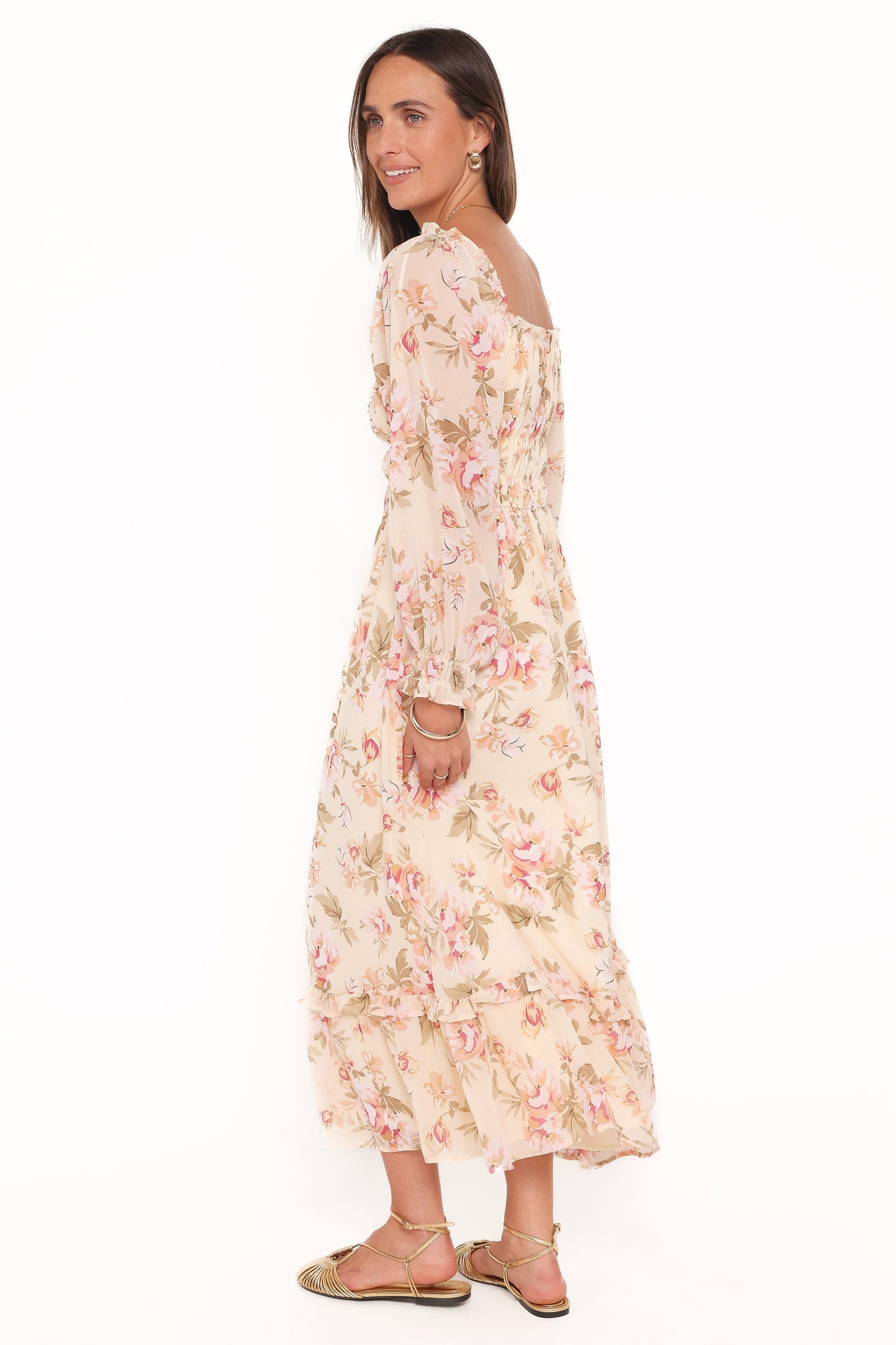 Aine Midi Dress - Cream Floral