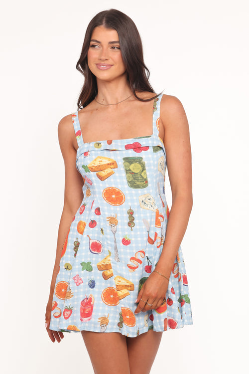 Caitlin Mini Dress - Blue Picnic