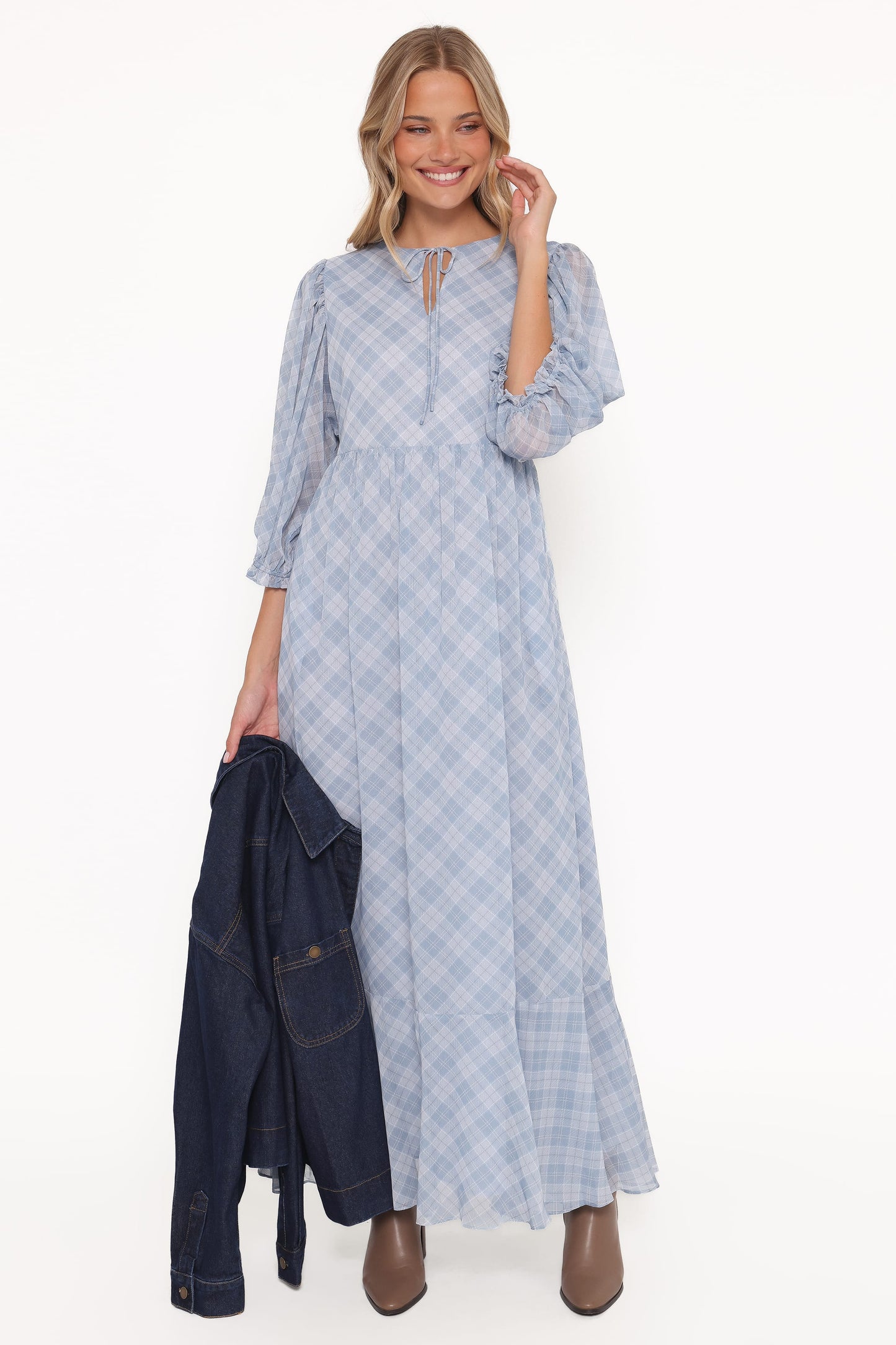 Cassina Maxi Dress - Blue Plaid