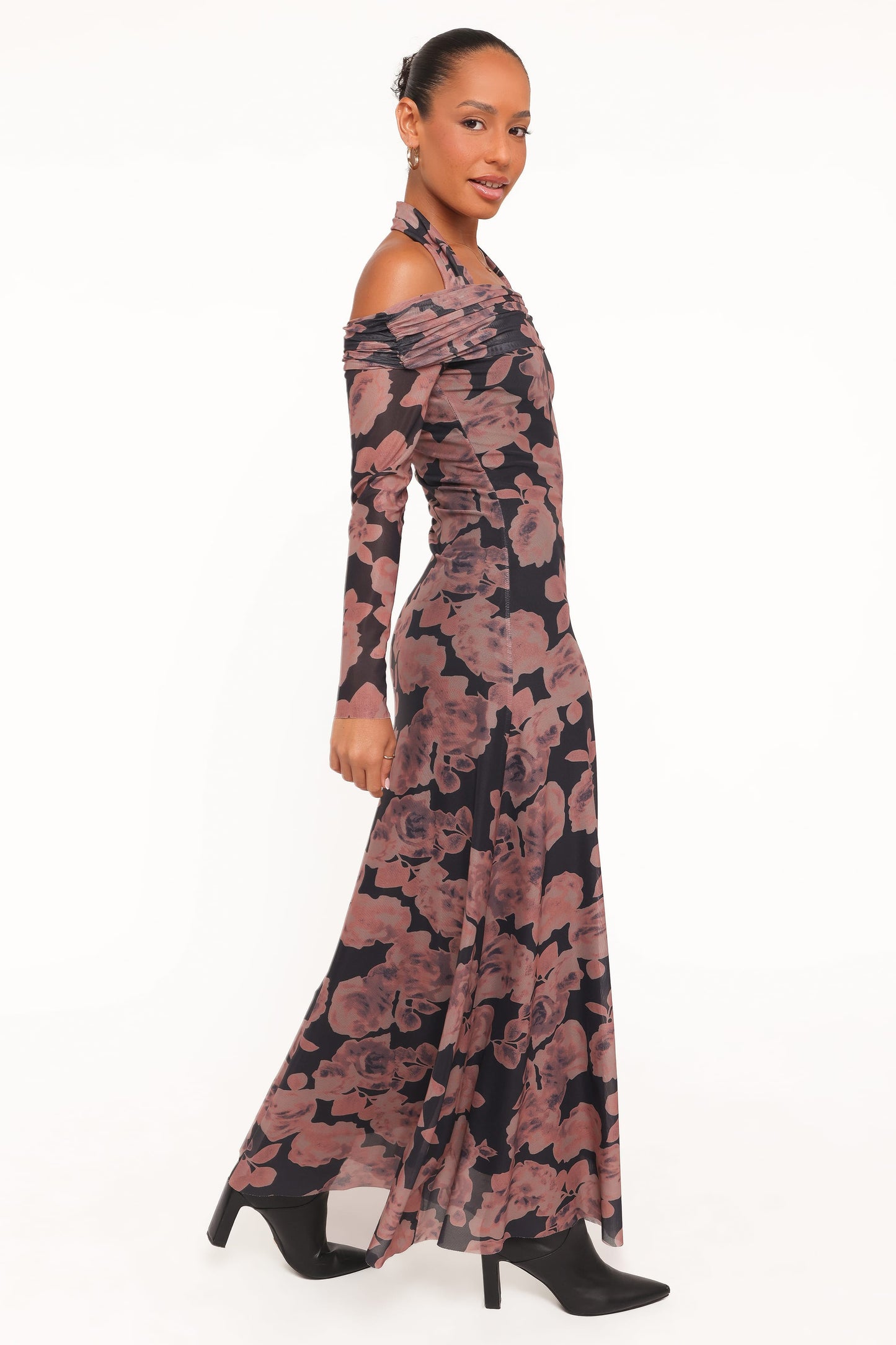 Dane Off Shoulder Maxi Dress - Black Floral