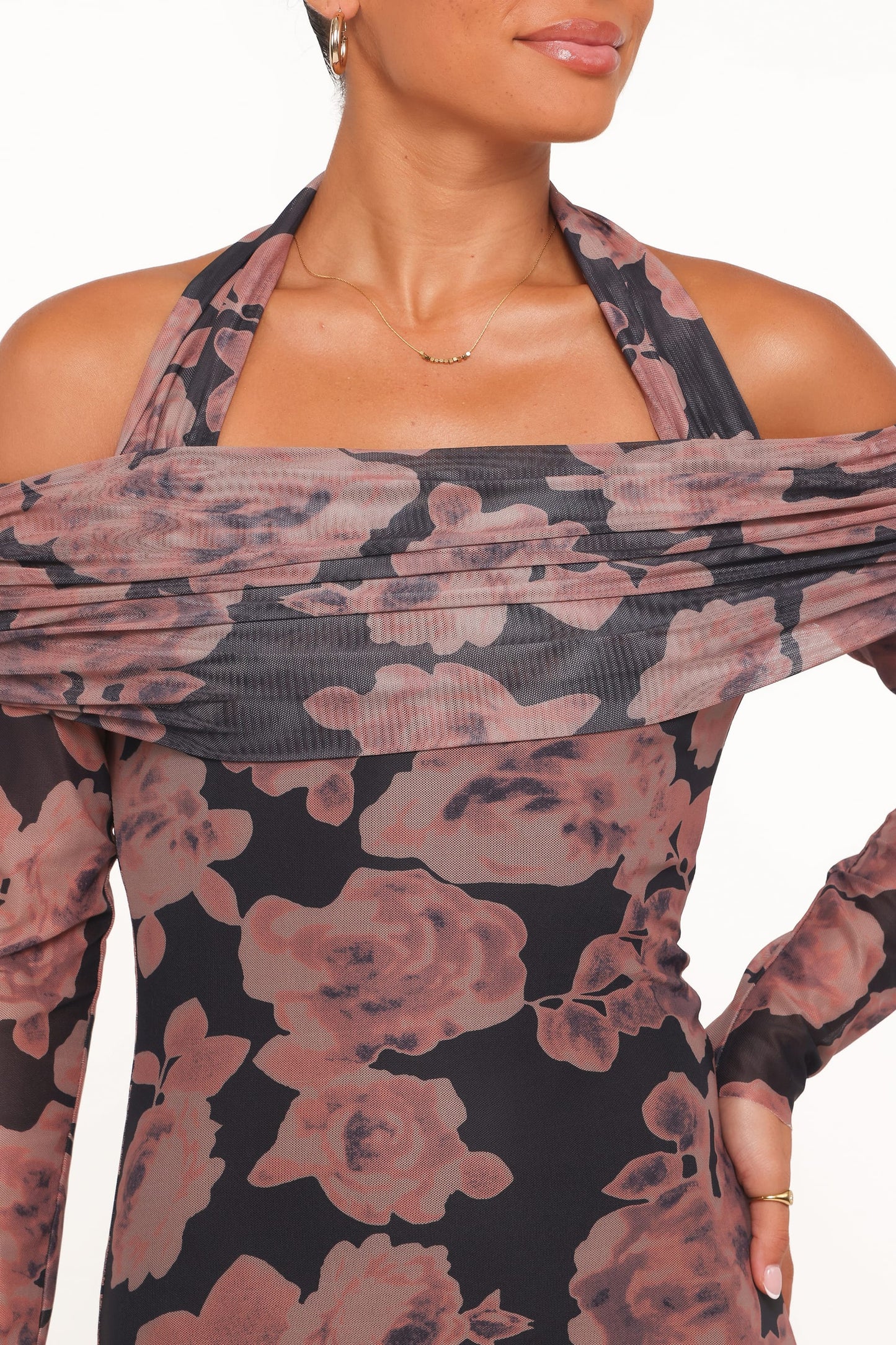 Dane Off Shoulder Maxi Dress - Black Floral
