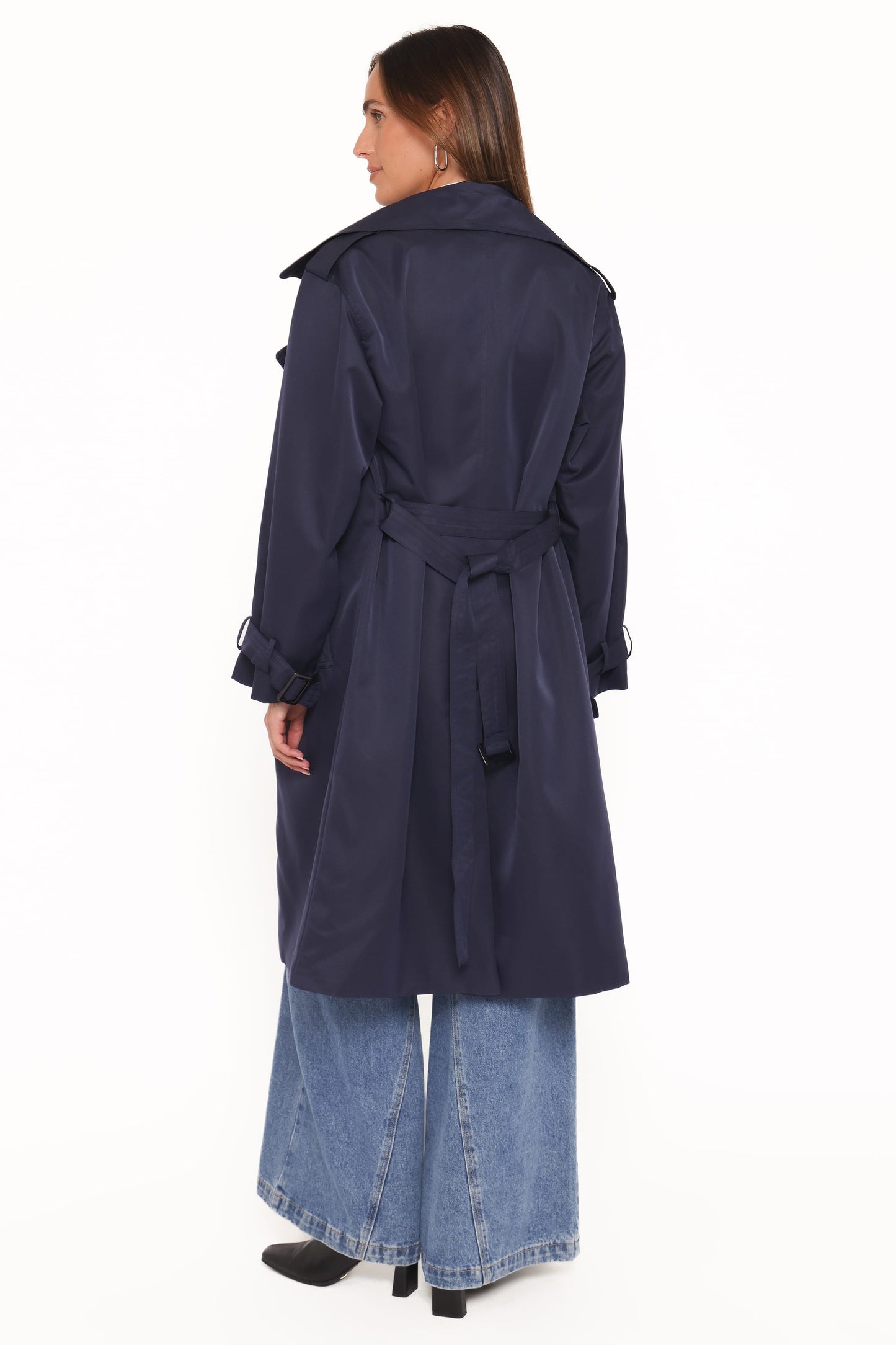 Billy Button Front Trench Coat - Navy