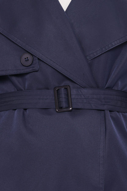 Billy Button Front Trench Coat - Navy