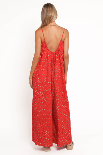 Ana Jumpsuit - Red Ditsy Floral