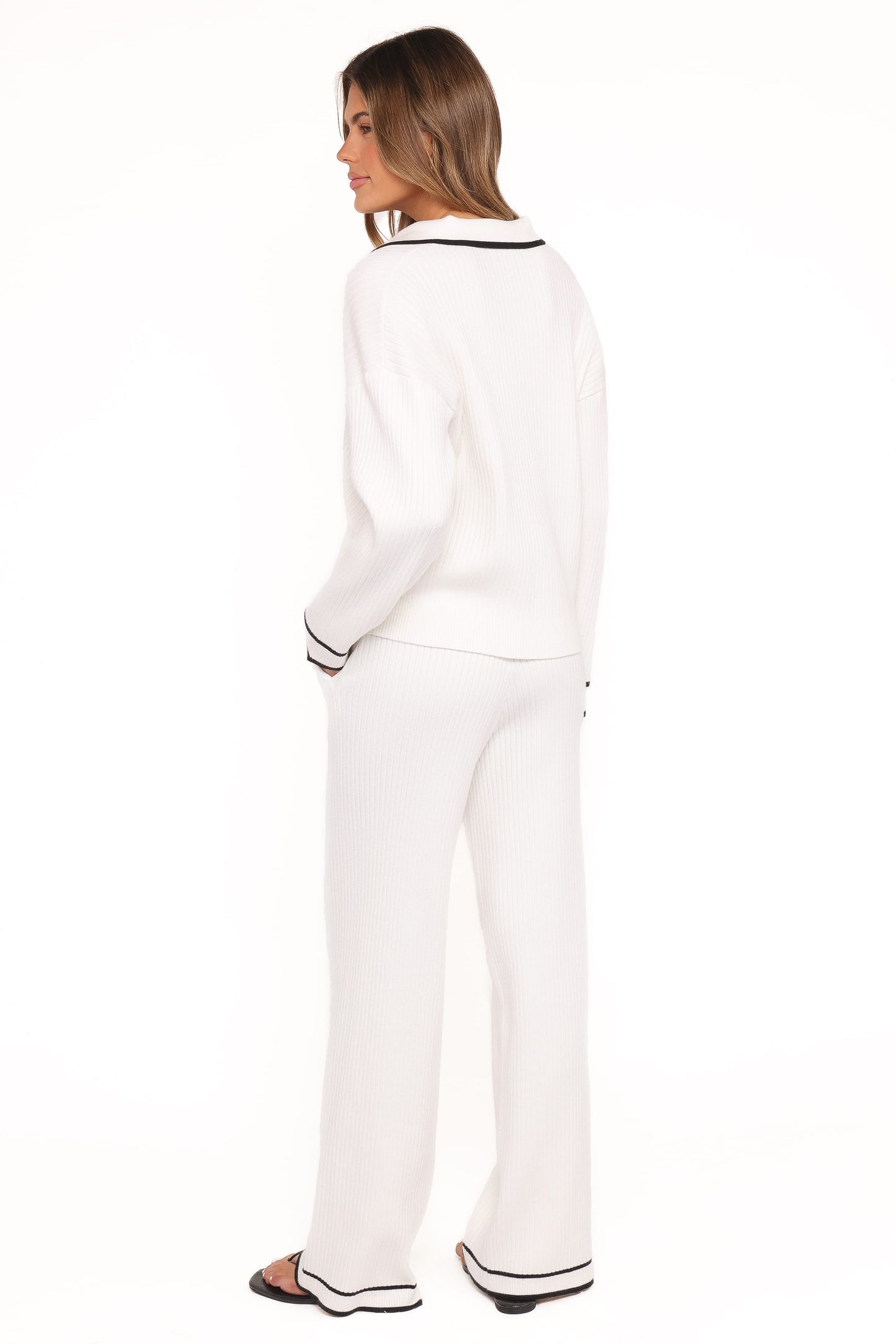 Amina Knit Pant Set - White