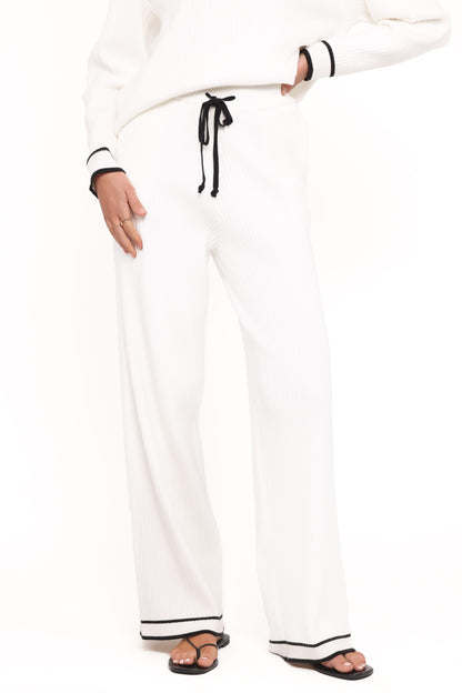 Amina Knit Pant Set - White