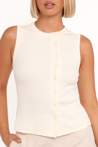 Agatha Asymmetrical Knit Top - Ivory