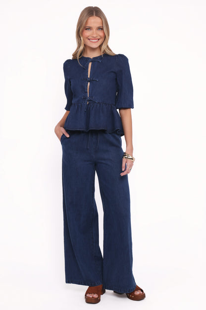 Charlotte Chambray Top - Mid Dark