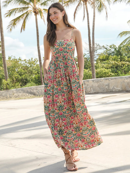 Bailey Maxi Dress - Cream Pink Rose