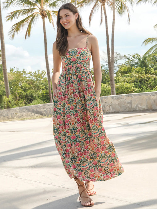 Bailey Maxi Dress - Cream Pink Rose